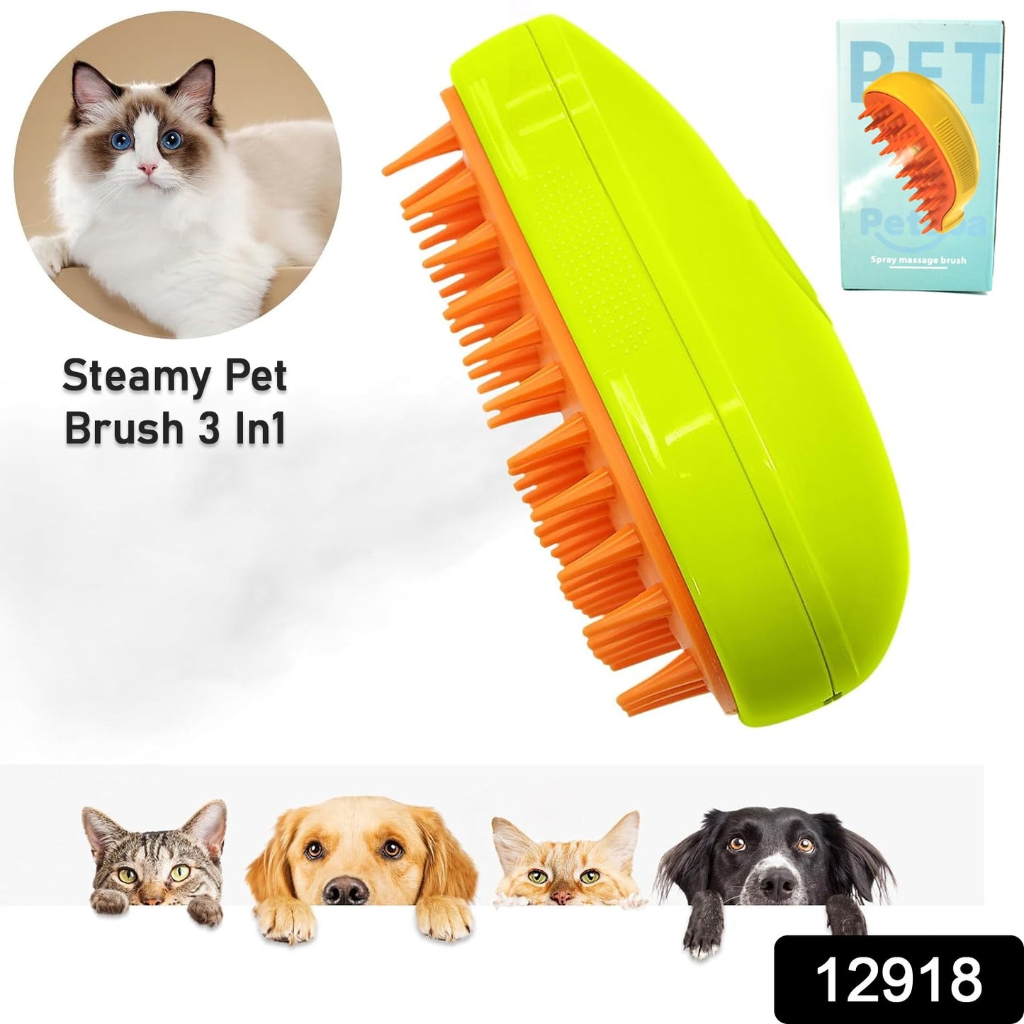3 In1 Cat Steamy Brush Self Cleaning Steam Cat Brush Cat Steamer Brush For Massage Cat Grooming Brush Pet Hair Removal Comb For Cat And Dog For Removing Tangled And Loose Hair