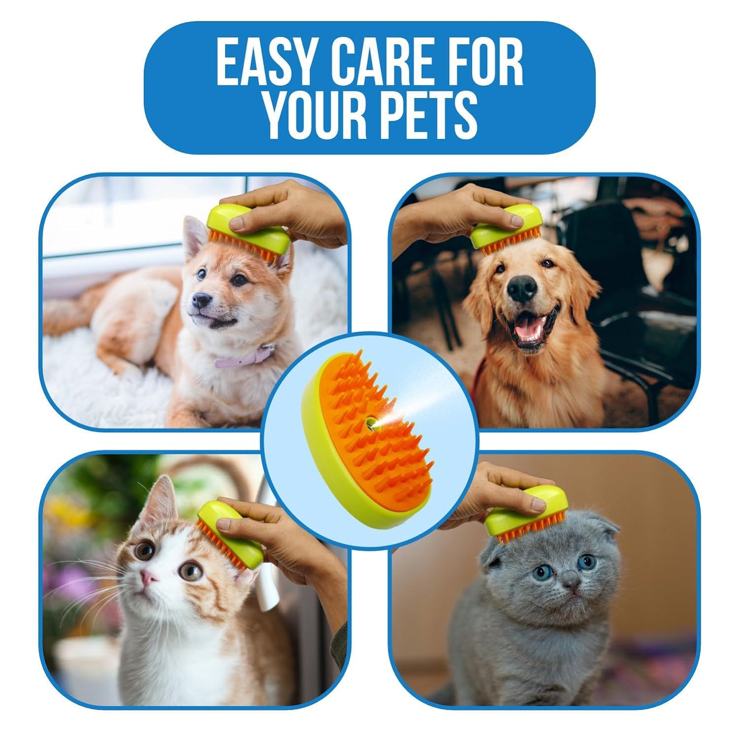 3 In1 Cat Steamy Brush Self Cleaning Steam Cat Brush Cat Steamer Brush For Massage Cat Grooming Brush Pet Hair Removal Comb For Cat And Dog For Removing Tangled And Loose Hair